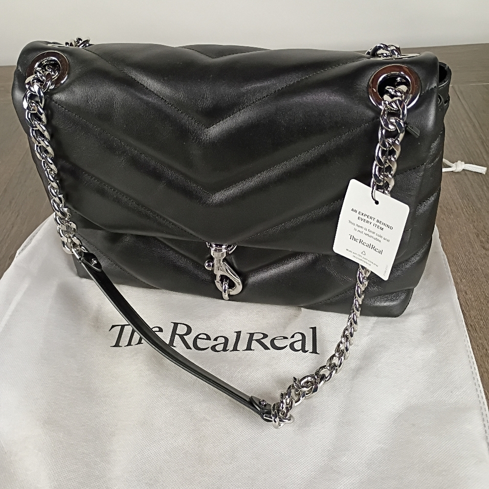 Rebecca Minkoff Edie Max Flap Bag Black Silver